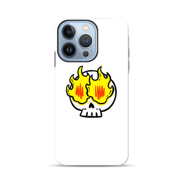 Cartoon Skull with Flames iPhone 13 Pro Max Impact Case