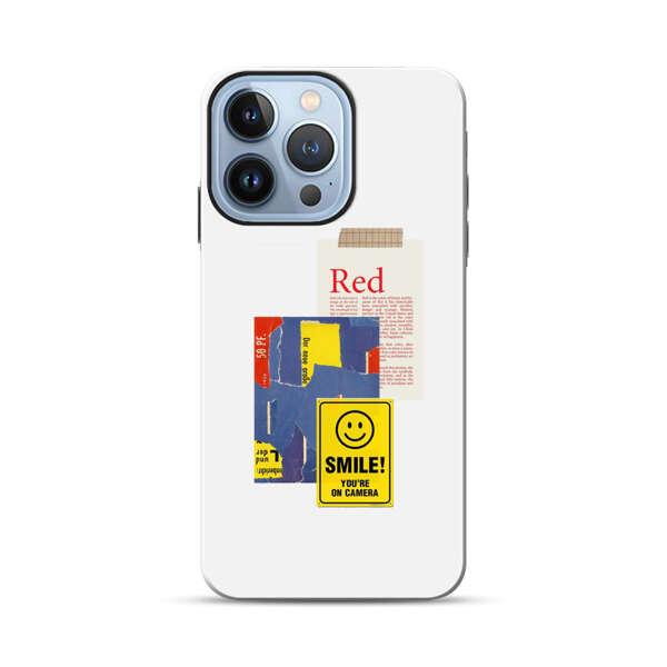 Collage Torn Paper Smiley Face Yellow Sign iPhone 13 Pro Max Impact Case