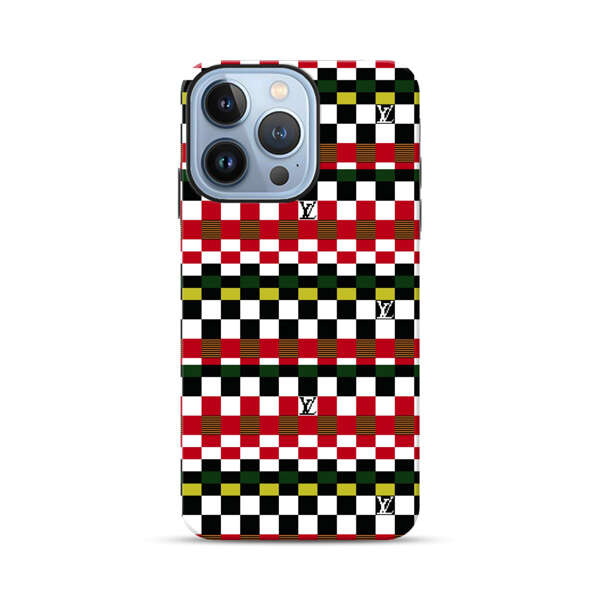 Colorful Checkerboard Stripes Pattern iPhone 13 Pro Max Impact Case