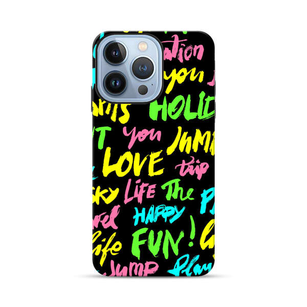 Colorful Positive Motivational Words Pattern iPhone 13 Pro Max Impact Case