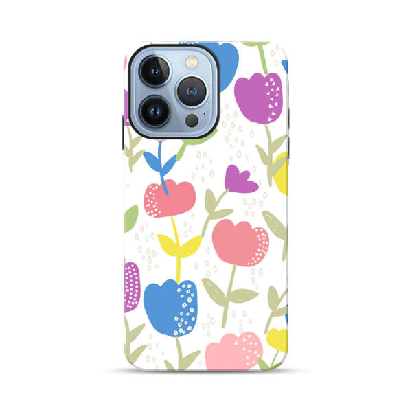Colorful Tulip Floral Pattern iPhone 13 Pro Max Impact Case
