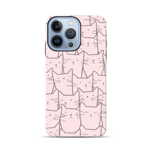 Cute Hand Drawn Cat Pattern iPhone 13 Pro Max Impact Case