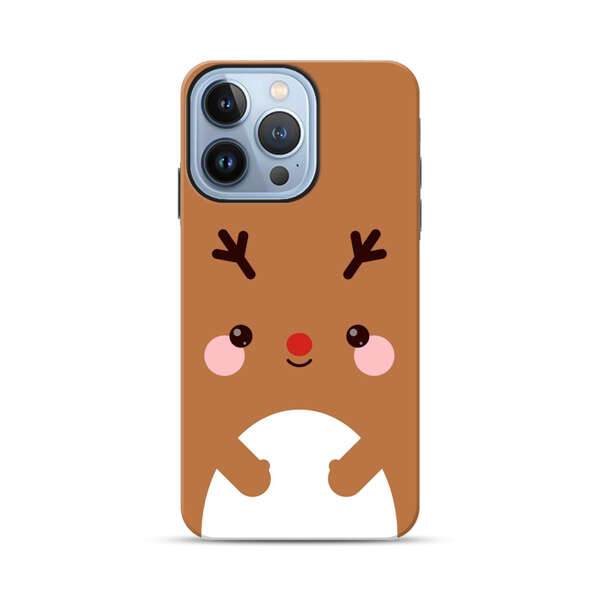Cute Minimalist Reindeer Cartoon iPhone 13 Pro Max Impact Case