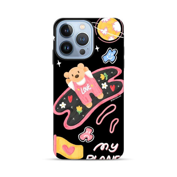 Cute Teddy Bear Love Space Design iPhone 13 Pro Max Impact Case
