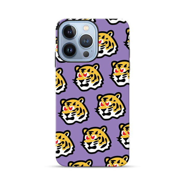Cute Tiger with Heart Eyes Pattern iPhone 13 Pro Max Impact Case
