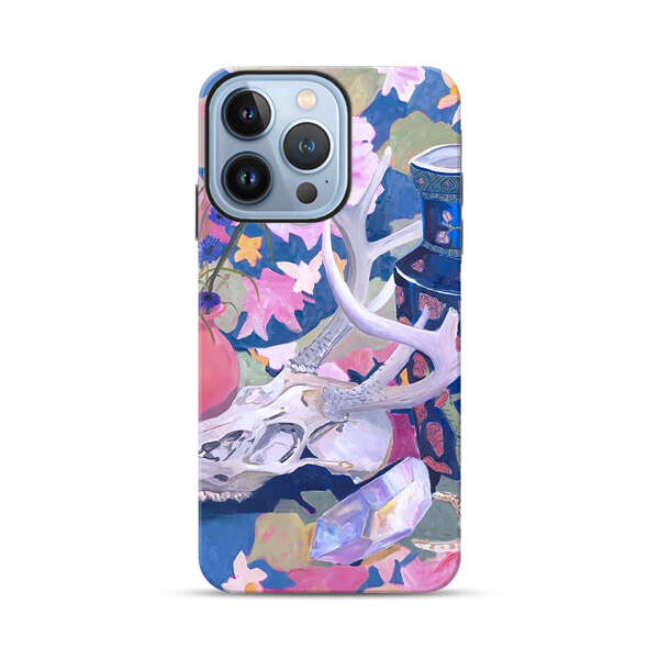 Floral Ornate Vases with Antlers Skull and Crystal iPhone 13 Pro Max Impact Case