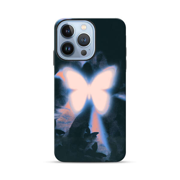 Glowing White Butterfly iPhone 13 Pro Max Impact Case