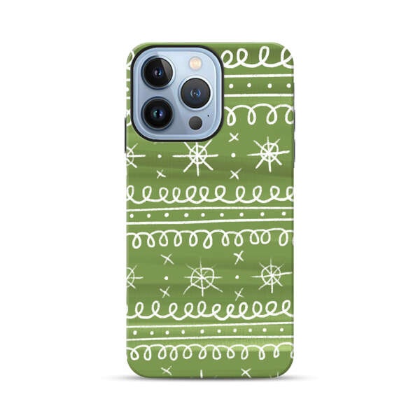 Green White Stars Loop Pattern iPhone 13 Pro Max Impact Case