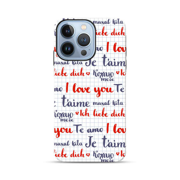 Love Message Multilingual Pattern iPhone 13 Pro Max Impact Case