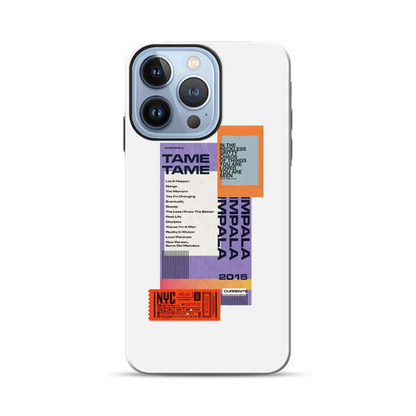 Modern Graphic Collage with Typography and Ticket Elements iPhone 13 Pro Max Impact Case