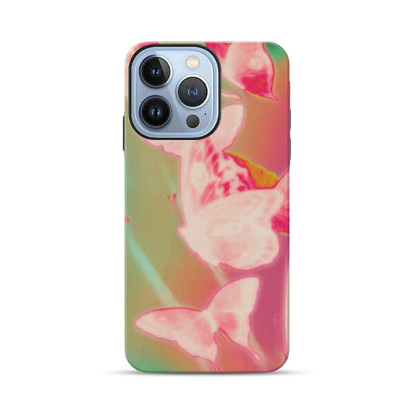 Pink Butterflies Dreamy Colorful Background iPhone 13 Pro Max Impact Case