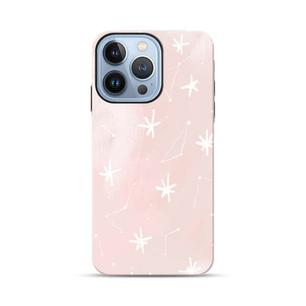 Pink Stars and Constellation Pattern iPhone 13 Pro Max Impact Case