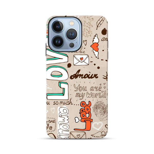 Romantic Love Doodle Collage iPhone 13 Pro Max Impact Case