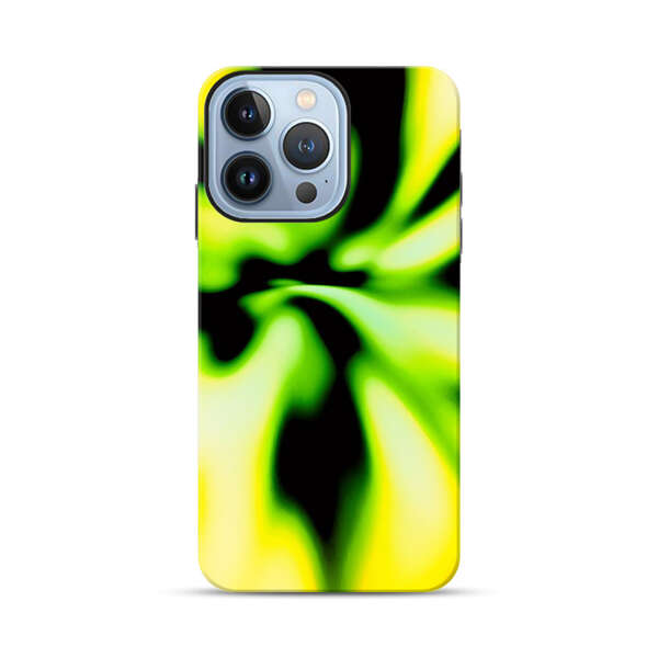 Vibrant Abstract Green and Yellow Swirl iPhone 13 Pro Max Impact Case