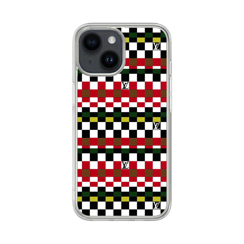 Colorful Checkerboard Stripes Pattern iPhone 14 Case