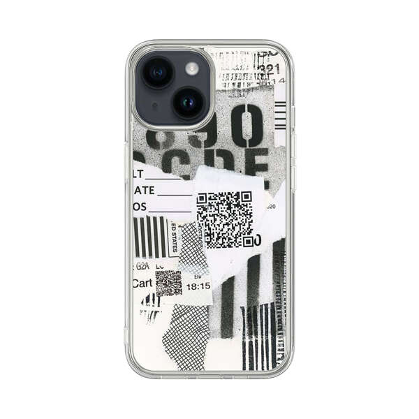 Abstract Collage Torn Paper Barcodes iPhone 14 Case