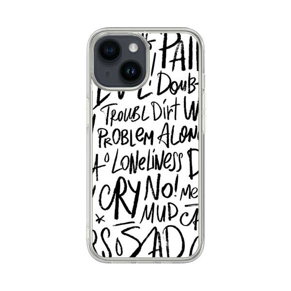 Black and White Negative Words Pattern iPhone 14 Case