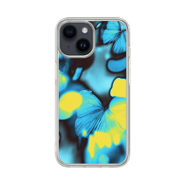 Blue Butterflies Glowing Abstract Background iPhone 14 Case
