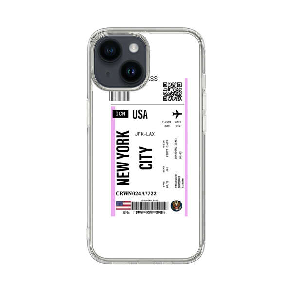 Boarding Pass New York City Flight Ticket iPhone 14 Case