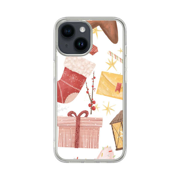Christmas Festive Pattern with Gingerbread and Gifts iPhone 14 Case