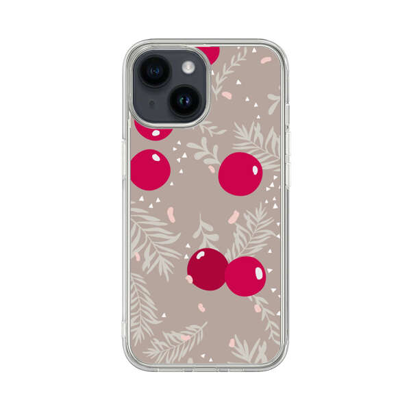 Cranberries and pine branches holiday pattern iPhone 14 Case