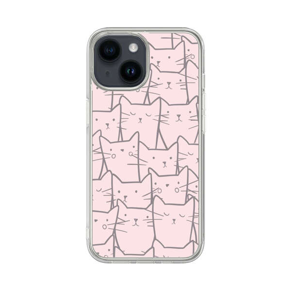 Cute Hand Drawn Cat Pattern iPhone 14 Case