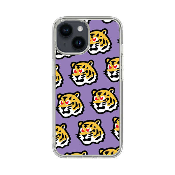 Cute Tiger with Heart Eyes Pattern iPhone 14 Case