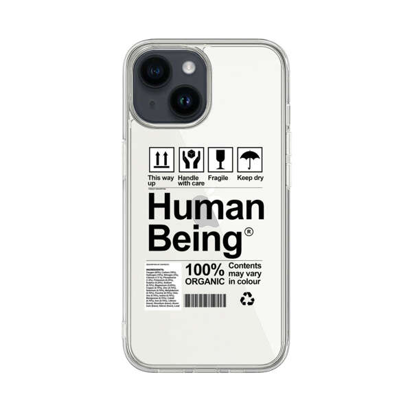 Human Being Fragile Label Design iPhone 14 Case