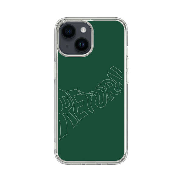 Minimalist Green Wavy Return Text iPhone 14 Case