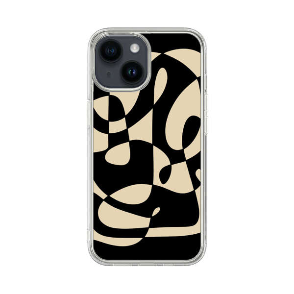 Modern Abstract Beige and Black Geometry iPhone 14 Case