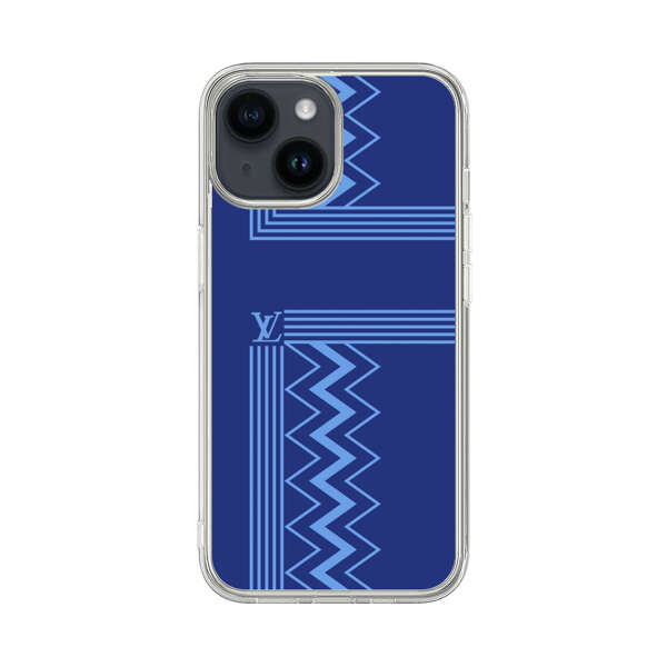 Stylish Geometric Zigzag Pattern in Blue iPhone 14 Case