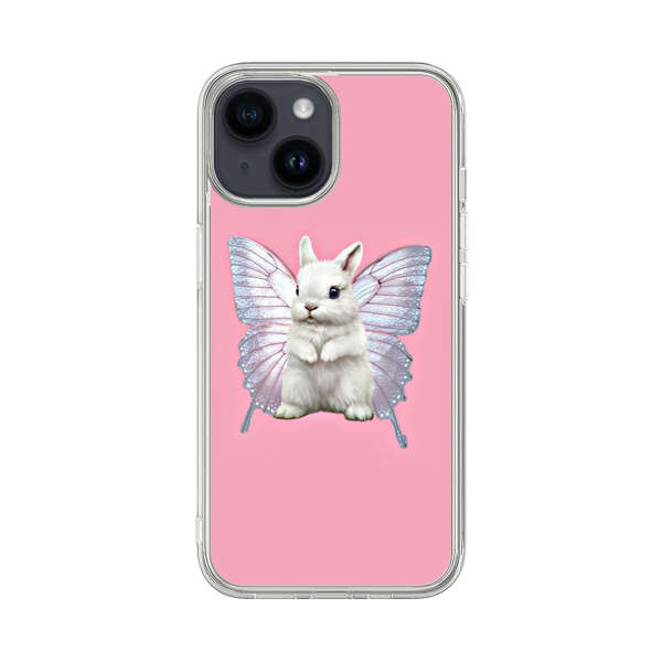 White Bunny with Butterfly Wings iPhone 14 Case
