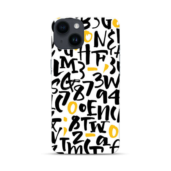 Abstract Typography Letter Number Pattern iPhone 14 Hard Case