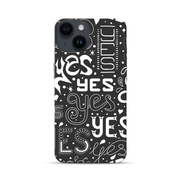 Bold Playful Typography Yes Pattern iPhone 14 Hard Case