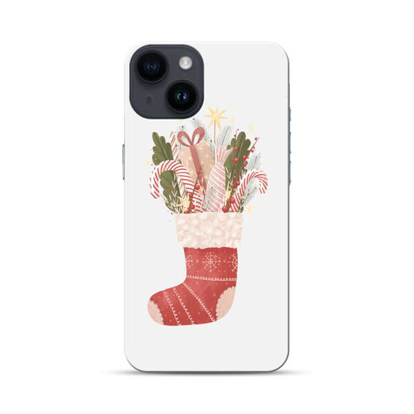 Christmas Stocking with Gifts and Candy Canes iPhone 14 Hard Case