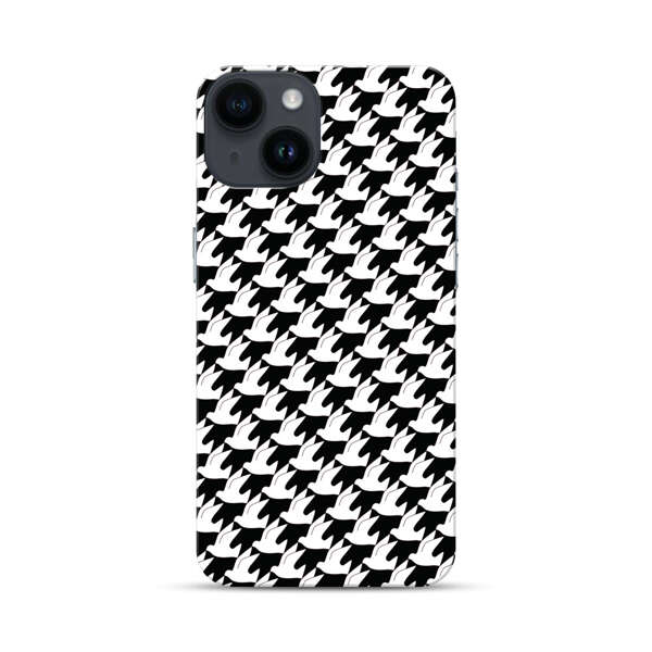 Classic Black and White Houndstooth Pattern iPhone 14 Hard Case