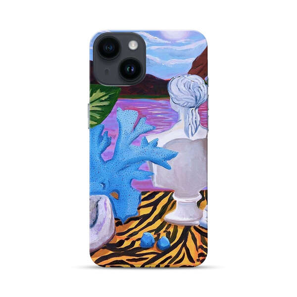 Classical Statues and Tropical Plants by the Ocean iPhone 14 Hard Case