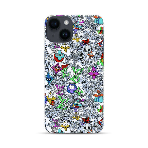 Colorful Cartoon Graffiti Pattern iPhone 14 Hard Case