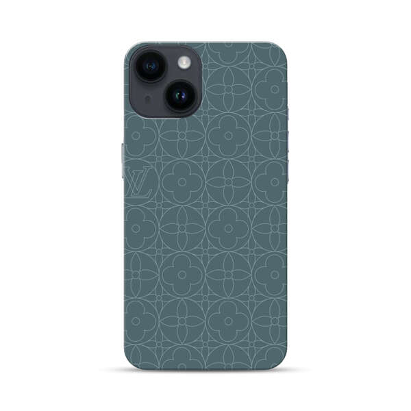 Elegant Blue Geometric Floral Pattern iPhone 14 Hard Case
