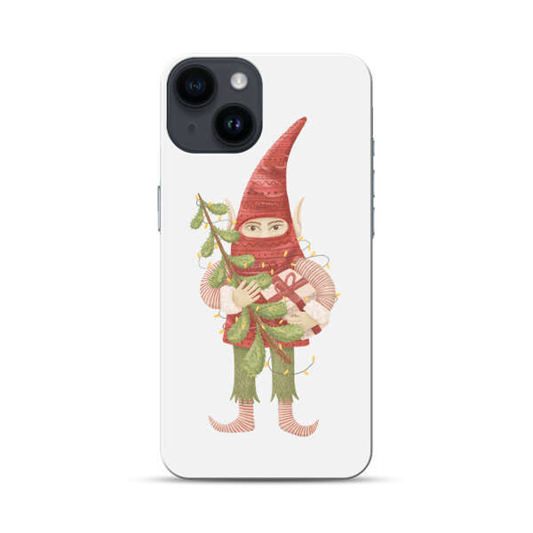 Holiday Gnome with Mistletoe and Gift iPhone 14 Hard Case