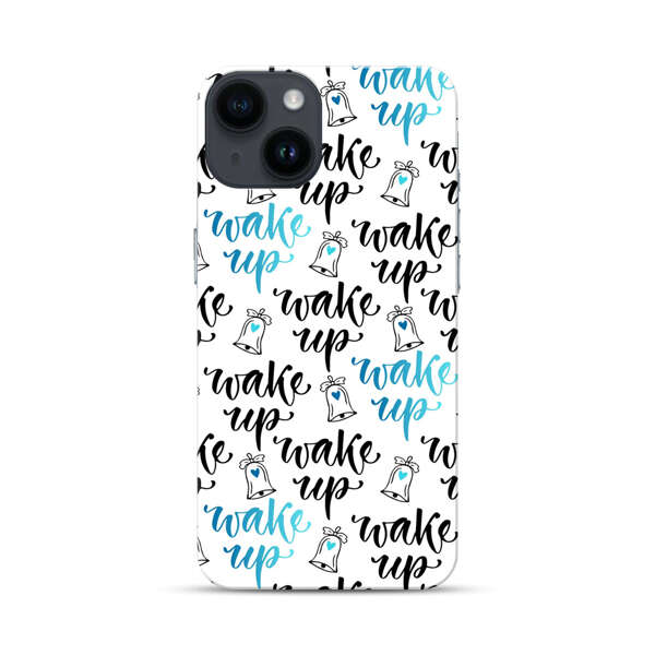 Motivational wake up call lettering pattern iPhone 14 Hard Case