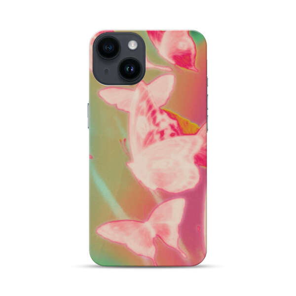 Pink Butterflies Dreamy Colorful Background iPhone 14 Hard Case