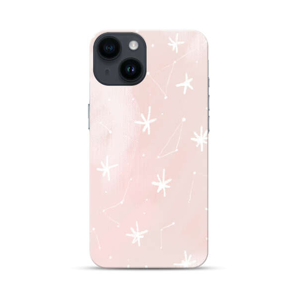 Pink Stars and Constellation Pattern iPhone 14 Hard Case