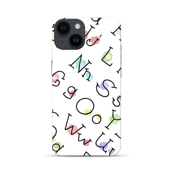 Playful Alphabet Pattern with Colorful Letters iPhone 14 Hard Case