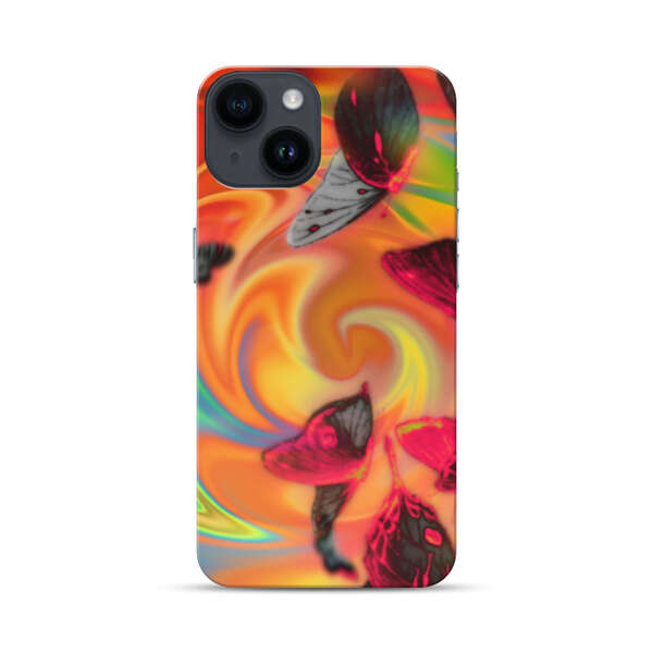 Psychedelic Butterflies Swirl iPhone 14 Hard Case