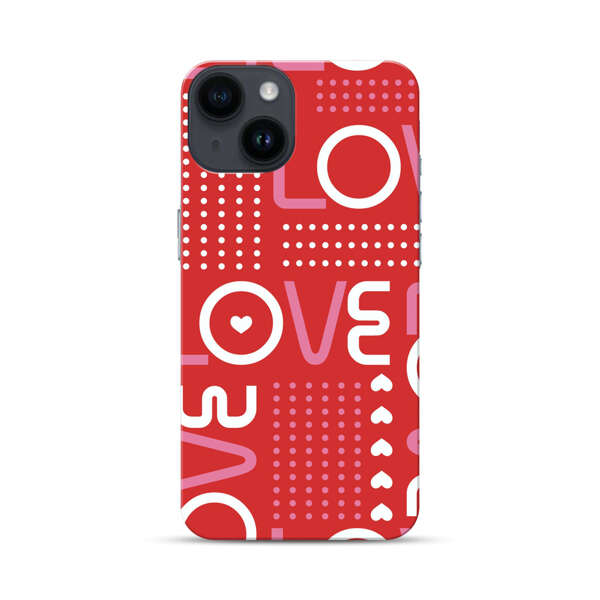 Red Love Typography Pattern iPhone 14 Hard Case
