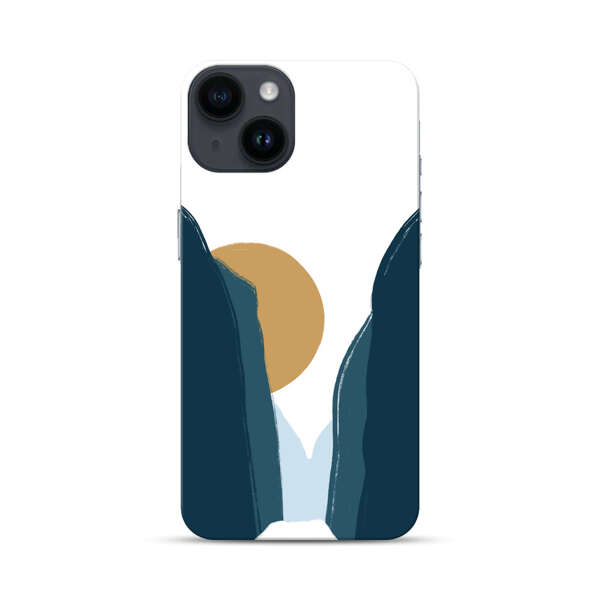 Sunset Between Dark Cliffs iPhone 14 Hard Case