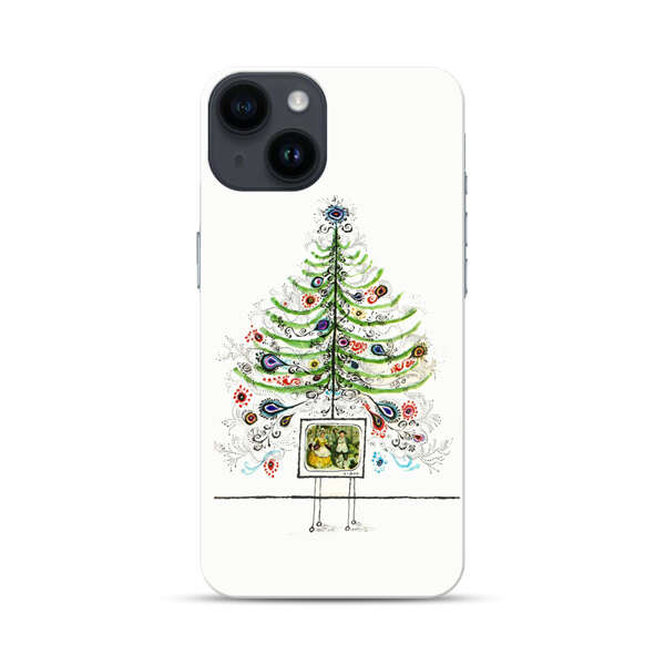 Whimsical Christmas Tree Artistic Design iPhone 14 Hard Case