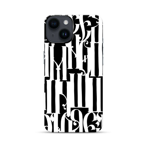 Abstract Black and White Pattern with Ornamental Letters iPhone 14 Impact Case