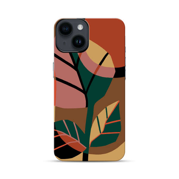 Abstract Geometric Leaves Design iPhone 14 Impact Case